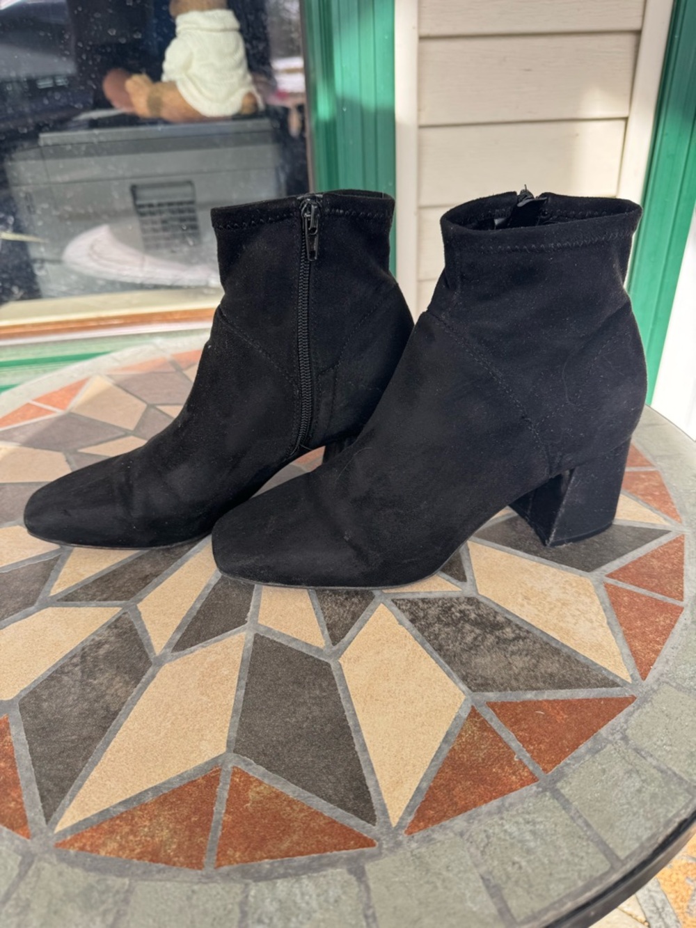 Nine West Black Suede Ankle Boots with Block Heel - Women